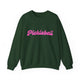 Pickleball crewneck sweatshirt with a pink script Pickleball text design