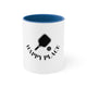 White mug with a Blue accent and "Happy Place" text with a paddle and ball icon