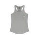 Heather grey racerback tank top with a small PICKLEBALLER chest logo featuring crossed pickleball paddles