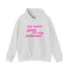 Ash pickleball hoodie with a pink script We Wear Pink and Play Pickleball text design