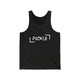 Black Heather unisex pickleball tank top with white PICKLE wordmark inside bracket marks