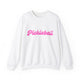 Pickleball crewneck sweatshirt with a pink script Pickleball text design