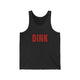 Unisex pickleball tank top with a bold, distressed red "DINK" wordmark