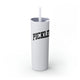 Glitter Iceberg skinny tumbler with straw and a bold arched "PICKLEBALL" wordmark
