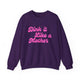 Pickleball sweatshirt with a pink script Dink it Like a Mother text design