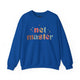 Royal blue sweatshirt with retro Net Master text design and sparkle accents