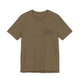 Heather Olive pickleball t-shirt with a small minimalist pickleball court diagram on the chest