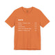 Burnt orange t-shirt with a humorous DUPR rating breakdown list design