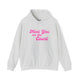 Ash pickleball hoodie with a pink script Meet You on the Court text design