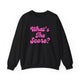 Pickleball crewneck sweatshirt with a pink script What's the Score text design