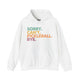 White hoodie with a colorful Sorry. Can't. Pickleball. Bye. text design