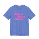 Heather Columbia blue pickleball t-shirt with a pink script Dink it Like a Mother text design