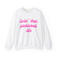 Pickleball crewneck sweatshirt with a pink script Livin' That Pickleball Life text design