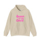Sand pickleball hoodie with a pink script Queen of the Court text design