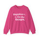 Heliconia pickleball sweatshirt with retro script text "Happiest On the Court" and sparkle accents