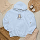 Cat pickleball hoodie in Light Blue, Interesting Line Call