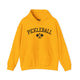 Gold hoodie with an arched PICKLEBALL text design over crossed paddles