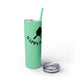 Mint skinny tumbler with straw and "Happy Place" text with a paddle and ball icon