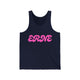Pickleball tank top with a pink retro bubble ERNE text design