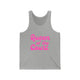 Athletic heather pickleball tank top with a pink script Queen of the Court text design