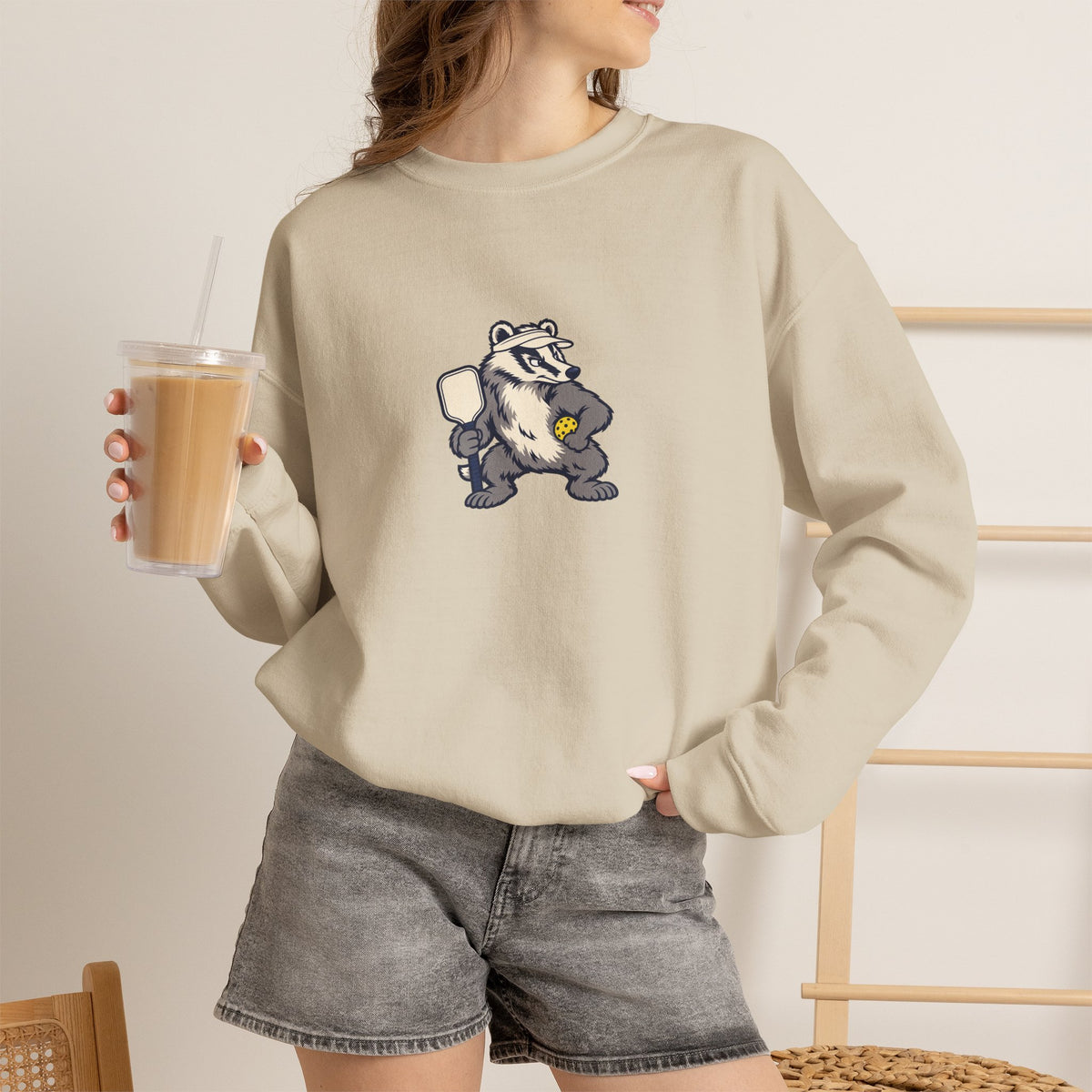 Badger pickleball crewneck sweatshirt, Don't Poke the Badger