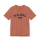 Heather clay t-shirt with an arched PICKLEBALL text design over crossed paddles