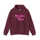Maroon pickleball hoodie with a pink script Meet You on the Court text design