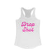 Pickleball tank top with a pink script Drop Shot text design