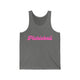 Pickleball tank top with a pink script Pickleball text design