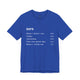 True royal t-shirt with a humorous DUPR rating breakdown list design