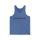 Blue TriBlend unisex pickleball tank top with a simple lowercase typewriter-style "pickleball." wordmark