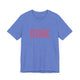 Heather Columbia Blue pickleball t-shirt with a bold, distressed red "DINK" wordmark