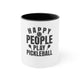 Color Accent Coffee Mug - Happy People Play Pickleball