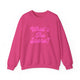 Pickleball crewneck sweatshirt with a pink script What's the Score text design