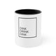 White mug with a Black accent and a "DINK DRINK DINK" wordmark in a bordered box