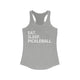 Heather grey racerback tank top with Eat. Sleep. Pickleball. text design