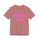 Heather mauve pickleball t-shirt with a pink script Pickle Ball text design