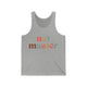 Athletic heather tank top with retro Net Master text design and sparkle accents