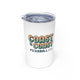 White vacuum insulated tumbler with a retro stacked "Coast to Coast Pickleball apparel + accessories" logo