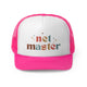 Pink trucker cap with "net master" retro text with stars