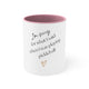 White mug with a Pink accent and a script "I'm sorry for what I said while playing pickleball" quote with a small heart