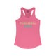Hot pink racerback tank top with retro Pickleball Vibes text design in peach and sage