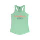 Mint racerback tank top with retro Pickleball Vibes text design in peach and sage