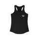 Black racerback tank top with a small PICKLEBALLER chest logo featuring white crossed pickleball paddles