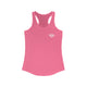 Hot pink racerback tank top with a small PICKLEBALLER chest logo featuring white crossed pickleball paddles