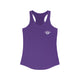 Purple rush racerback tank top with a small PICKLEBALLER chest logo featuring white crossed pickleball paddles