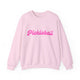 Pickleball crewneck sweatshirt with a pink script Pickleball text design