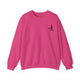 Heliconia pickleball sweatshirt with a small silhouette of a person swinging a pickleball paddle on the chest