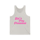 Pickleball tank top with a pink script Let's Play Pickleball text design