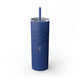 Nautical Blue skinny tumbler with straw and a script "I'm sorry for what I said while playing pickleball" quote with a small heart